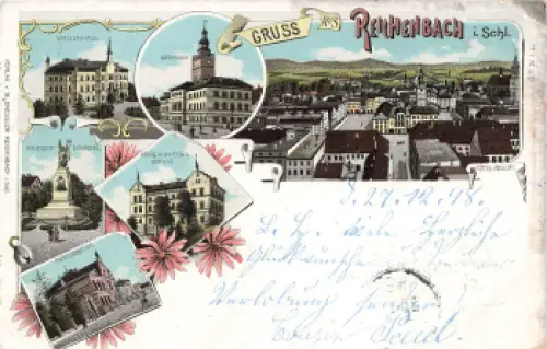 Reichenbach Eulengebirge Schlesien Dzierżoniów Litho o1898