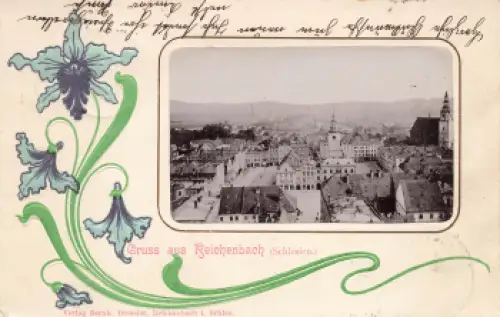 Reichenbach Eulengebirge Schlesien Dzierżoniów Jugendstilkarte o 1901