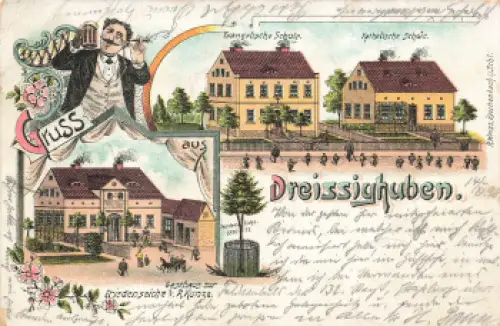 Dreissighuben Gasthaus Friedenseiche Schlesien Wloki o 1898