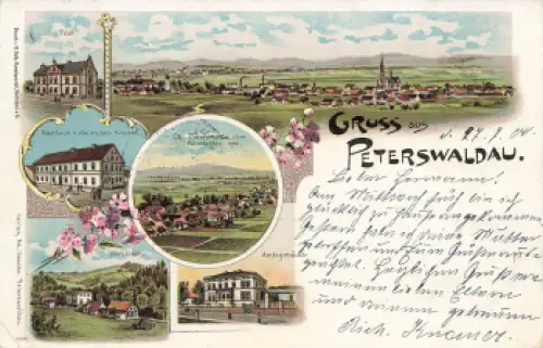 Peterswaldau Schlesien Pieszyce Litho o 1900