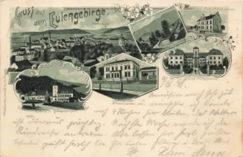 Peterswalda Eulengebirge Schlesien Pieszyce Litho o 1898