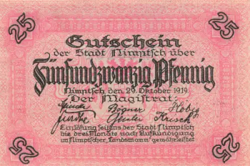 Nimtsch Notgeldschein Schlesien Niemcza 1919