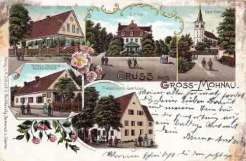 Gross Mohnau Schlesien Maniów Wielki Litho o 1899