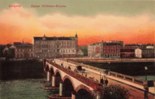 Sagan Kaiser Wilhelm Brücke Schlesien Zagan * um 1910