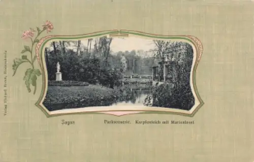 Sagan Park Schlesien Zagan Jugendstilkarte * um 1905