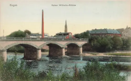 Sagan Kaiser Wilhelm Brücke Schlesien Zagan * um 1910