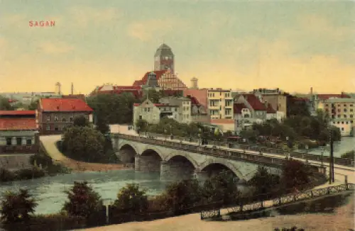 Sagan Kaiser Wilhelm Brücke Schlesien Zagan * um 1910