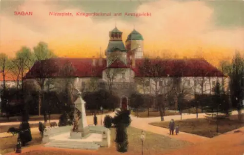 Sagan Nizzaplatz Kriegerdenkmal Amtsgericht Schlesien Zagan * 1910
