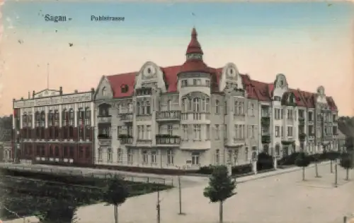 Sagan Pohlstrasse Schlesien Zagan Bahnpoststempel Berlin-Liegnitz Zug234 o 1912