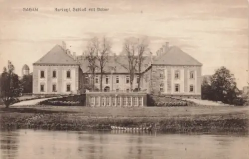 Sagan Schloss mit Bober Schlesien Zagan * um 1910