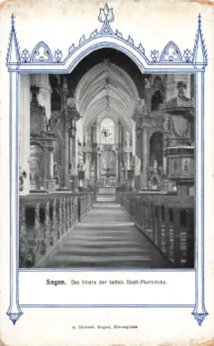 Sagan Katholische Pfarrkirche Innenansicht Schlesien Zagan * um 1910