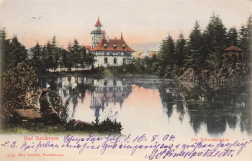 Bad Salzbrunn Schwedenteich  Schlesien Szczawno-Zdrój  o 1904