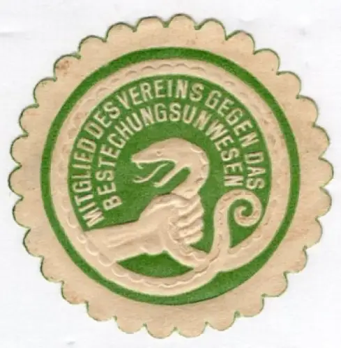 Vignette Mitglied des Vereins gegen das Bestechungswesen um 1930