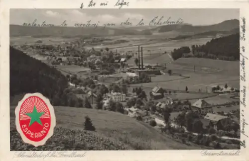 Schmidtsdorf bei Friedland Schlesien Kowalowa Esperanto Karte o 1929