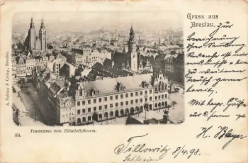 Breslau Schlesien Wrocław Bahnpoststempel Neisse-Oppeln Zug 233 o 1898