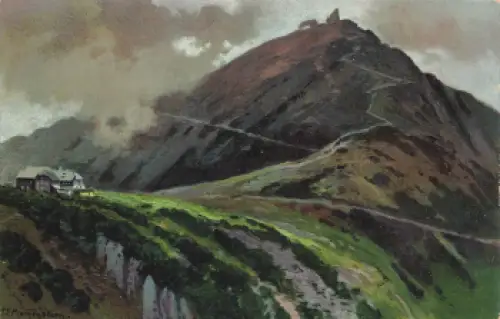 Riesengebirge Schneekoppe mit Riesenbaude Künstlerkarte Morgenstern Schlesien * um 1910