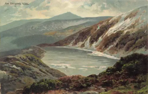 Riesengebirge am Grossen Teich Künstlerkarte Paul Rudolf Linke Schlesien * um 1900