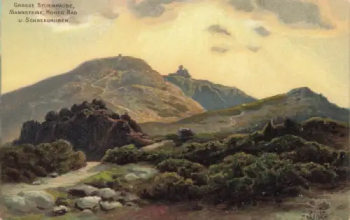 Riesengebirge Grosse Sturmhaube Künstlerkarte Paul Rudolf Linke Schlesien * um 1900