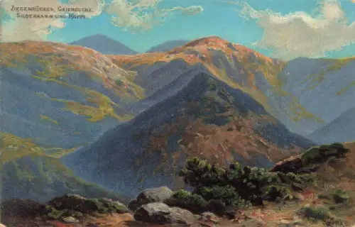 Riesengebirge Ziegenrücken Künstlerkarte Paul Rudolf Linke Schlesien * um 1900