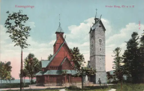 Brückenberg Riesengebirge Kirche Wang Schlesien Bierutowice gebraucht 1911