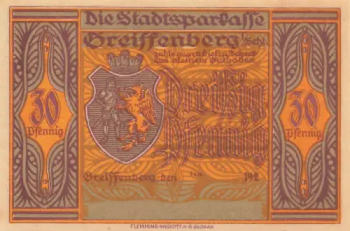 Greiffenberg Schlesien Notgeldschein Gryfów Śląski 1920