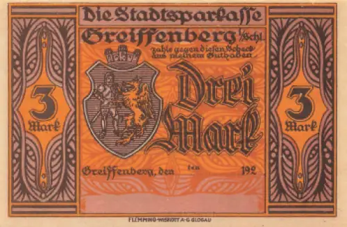 Greiffenberg Schlesien Notgeldschein Gryfów Śląski 1920