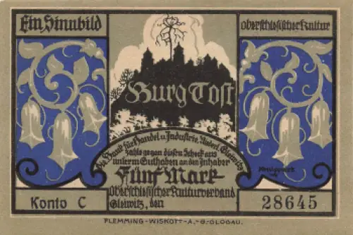 Gleiwitz Oberschlesien Notgeldschein Gliwice um 1920