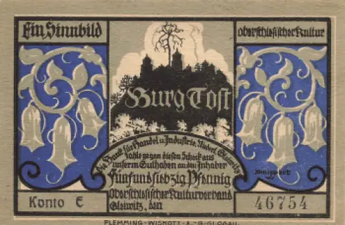 Gleiwitz Oberschlesien Notgeldschein Gliwice um 1920