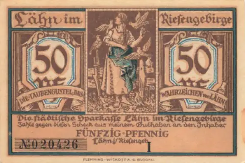 Lähn im Riesengebirge Schlesien Notgeldschein Wleń um 1920