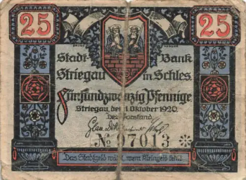 Striegau Schlesien Notgeldschein Strzegom 1920