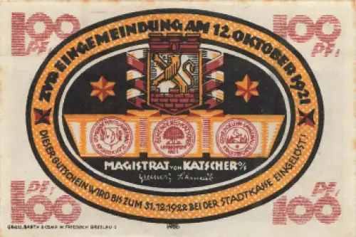 Katscher Oberschlesien Notgeldschein Kietrz 1921