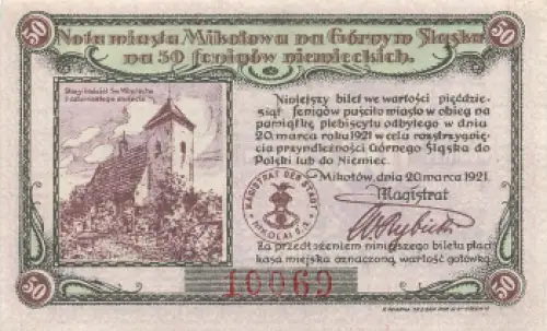 Nikolai Oberschlesien Notgeldschein Mikołów 1921