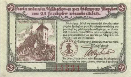 Nikolai Oberschlesien Notgeldschein Mikołów 1921
