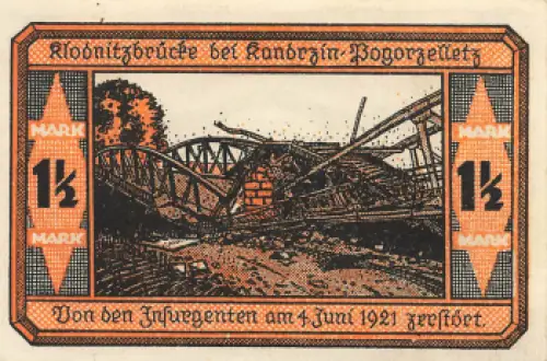 Kandrzin-Pogorzelletz Oberschlesien Notgeldschein Kędzierzyn 1921