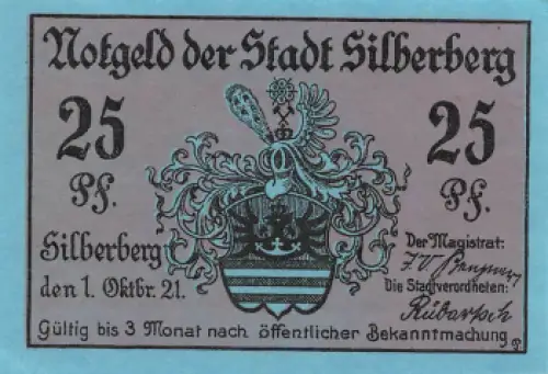 Silberberg Schlesien Notgeldschein Twierdza Srebrnogórska 1921