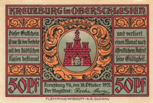 Kreuzburg Oberschlesien Notgeldschein Kluczbork 1921