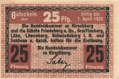 Hirschberg Schlesien Notgeldschein Jelenia Góra 1920