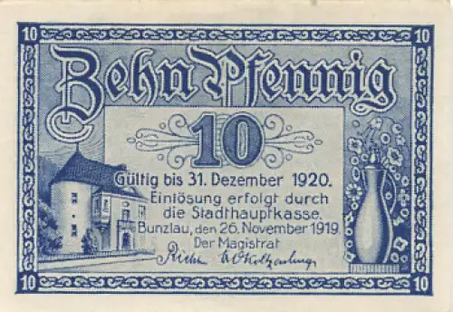 Bunzlau Schlesien Notgeldschein Bolesławiec 1920