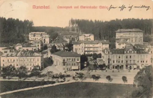 Marienbad Casionpark und Marienbader Mühle Böhmen Mariánské Lázně o 1908