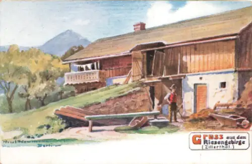 Riesengebirge (Zillerthal) Künstlerkarte Paul Neumann * um 1900