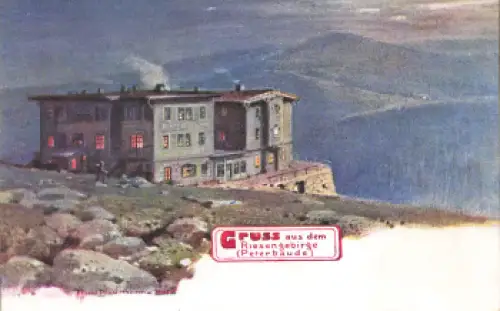 Peterbaude Riesengebirge Künstlerkarte Paul Neumann * um 1900