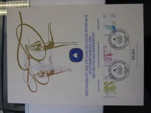 Stiftung Deutsche Sporthilfe Ersttagsblatt BONN 1984