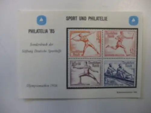 Vignette der Sporthilfe Für den Sport 1985 / PHILATELIA `85