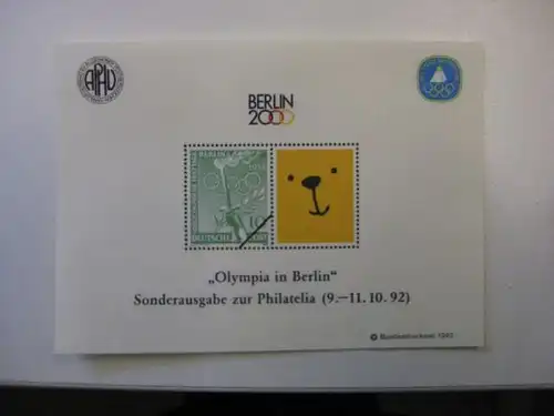 Vignette der Sporthilfe "Olympia in Berlin" /PHILATELIA 1992