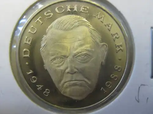 2 DM Münze Ludwig Erhard  1992 A, PP Polierte Platte