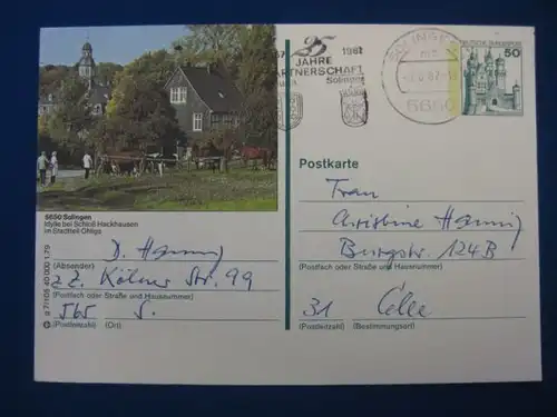 Bildpostkarte P 129 Deutschland Solingen Schloss Hackhausen OT Ohligs