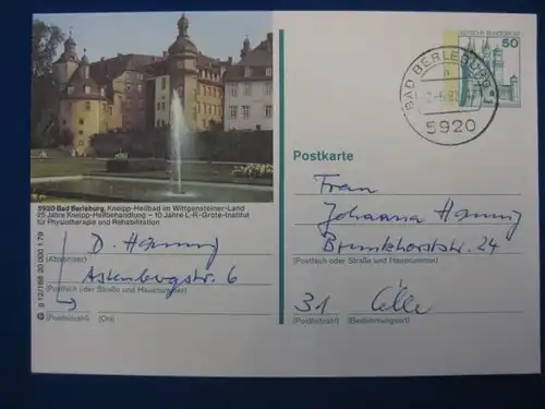 Bildpostkarte P 129 Deutschland Bad Berleburg