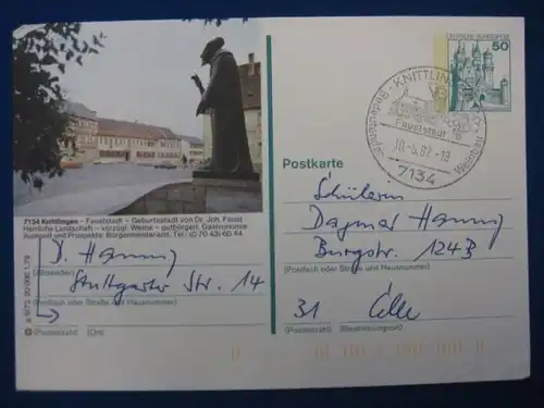 Bildpostkarte P 129 Deutschland Knittlingen