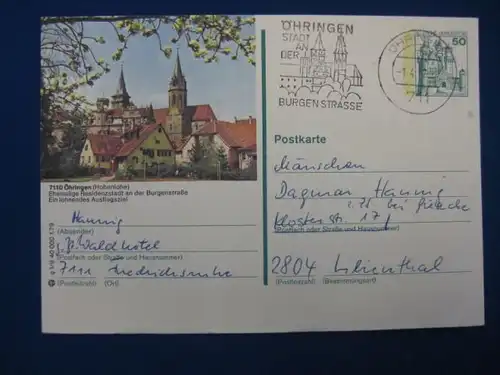 Bildpostkarte P 129 Deutschland Öhringen (Hohenlohe)