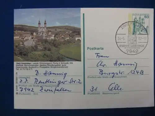 Bildpostkarte P 129 Deutschland Zwiefalten/ Schwäb. Alb